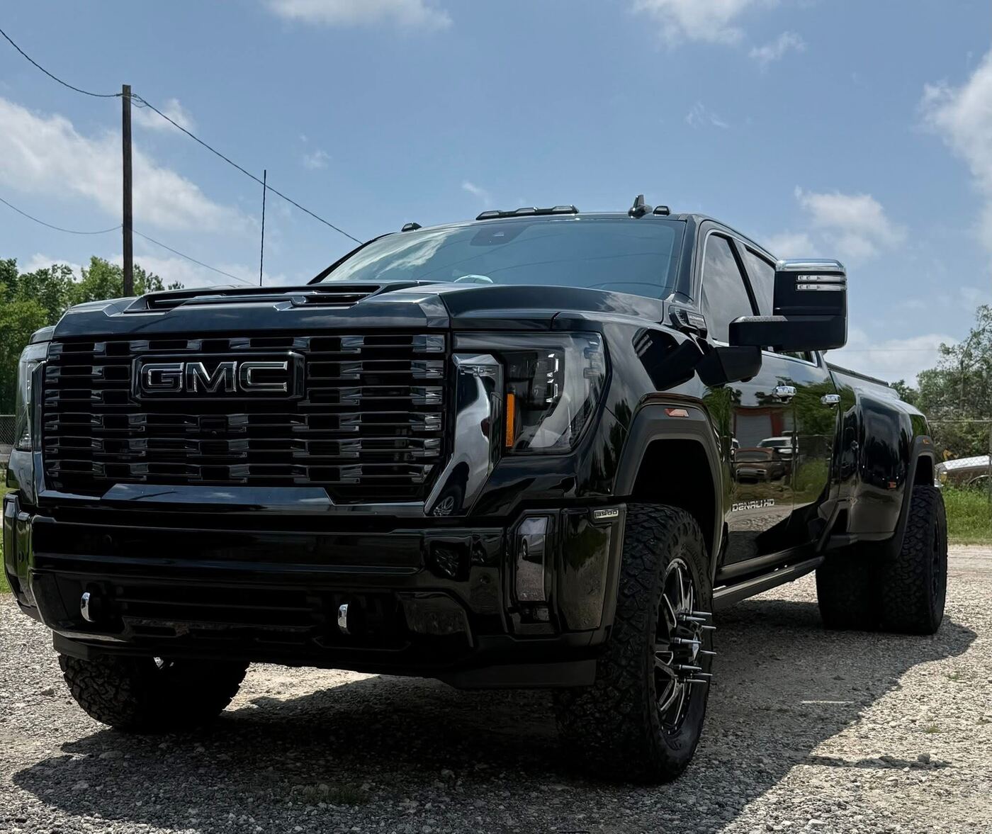 Black GMC Denali HD dually after a detail